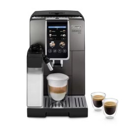 Espressor Automat Delonghi Dinamica Plus ECAM 380.95.TB 2 Carafe pentru Lapte Tehnologie LatteCrema 1.8L 1450W 15Bar Negru/Gri Inchis