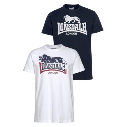 LONSDALE Tricou 'Loscoe' albastru marin / roşu închis / alb
