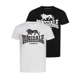 LONSDALE Tricou 'Kelso' negru / alb