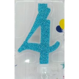Lumanare tort cifra 4 cu sclipici 7 cm