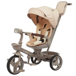 Tricicleta reversibila SL07 crem cu pozitie de somn, roti cauciuc, muzica si lumini