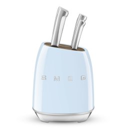 Set de cutite cu suport SMEG KBSF02PB, 7 piese, Manere din lemn de salcam, Otel inoxidabil german, Albastru pastel