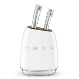 Set de cutite cu suport SMEG KBSF02WH, 7 piese, Manere din lemn de salcam, Otel inoxidabil german, Alb