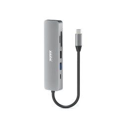 Hub de interfață Port Designs 900162 USB Tip-C Argintiu 1 X 4K USB-C 5 devices, 100W
