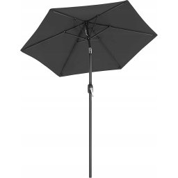Umbrela Songmics Parasol, Ø 270 cm, UPF 50+, Beach Umbrella, 30° Bendable, Sun Protection, with Crank for Open/Close, for Patio, Balcony, Pool, Without Stand, Grey GPU202G01