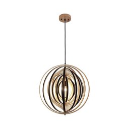 Lustră suspendată din lemn cu cablu, 1xE27/60W/230V, Ø 50 cm, lemn masiv/furnir/lemn de cauciuc
