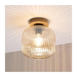 Plafonieră MILOU WOOD 1xE27/15W/230V stejar/bej fumuriu Ø 20 cm