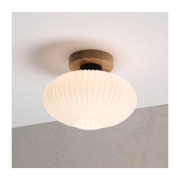 Plafonieră HARMA WOOD 1xE27/15W/230V stejar/alb, Ø 25 cm