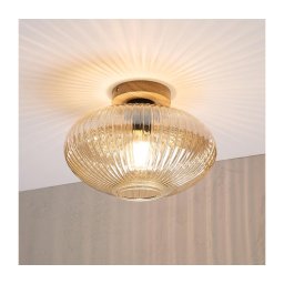 Plafonieră MILOU WOOD 1xE27/15W/230V stejar/bej fumuriu, diam. 29 cm