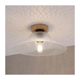 Plafonieră JULL WOOD 1xE27/15W/230V, stejar/transparent, Ø 34 cm