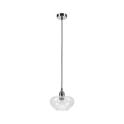 Lustră suspendată pe cablu FLO 1xE27/15W/230V crom lucios/abajur din sticlă transparentă