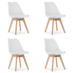 Set 4 scaune bucatarie/living, Artool, Mark, PP alb, picioare lemn natur, 49x43x82 cm