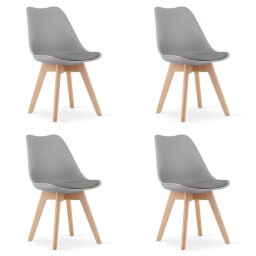 Set 4 scaune bucatarie/living, Artool, Mark, PP gri, picioare lemn natur, 49x42x82 cm