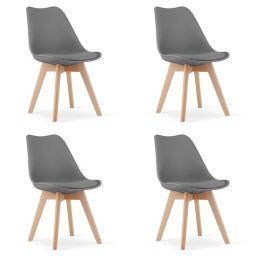 Set 4 scaune bucatarie/living, Artool, Mark, PP grafit, picioare lemn natur, 49x43x82 cm