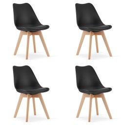 Set 4 scaune bucatarie/living, Artool, Mark, PP negru, picioare lemn natur, 49x43x82 cm