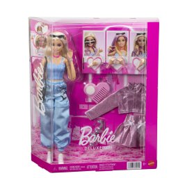 Papusa Barbie Deluxe Style blonda cu tinute si accesorii fashion