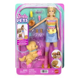 Set Barbie Pets cu papusa Barbie pe role, catel si accesorii