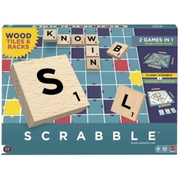 Joc Scrabble 2 în 1 din lemn, în limba engleza, pentru 2-4 jucatori