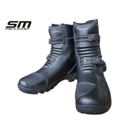 Cizme moto Enduro-ATV SM Racewear Adventure Short - piele naturala, sistem cu doua catarame si inchidere Velcro