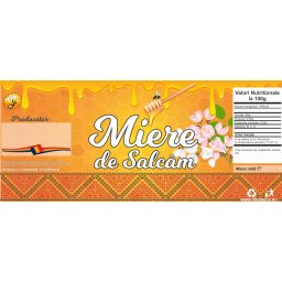 Eticheta autocolanta miere de salcam cu flori 120mm x 52mm