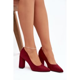 Pantofi cu toc bloc din piele întoarsă