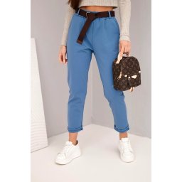 Pantaloni de damă cu curea și tiv rulat