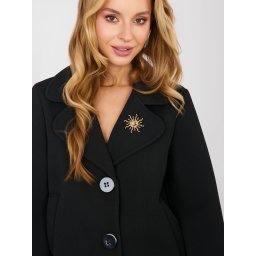 Palton elegant negru cu decorațiuni