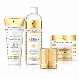 Set Christian Laurent Luxury – Gel facial Luminous Glow 150ml, Apa micelara 24K Gold 500ml, Crema Diamond Edition de Luxe 50ml