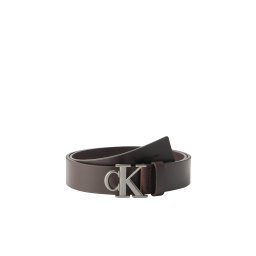 Calvin Klein Curea 'Smooth Monogram Buckle' maro închis
