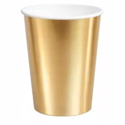 Pahar de hârtie elegant, auriu – 250 ml, set de 6 bucăți