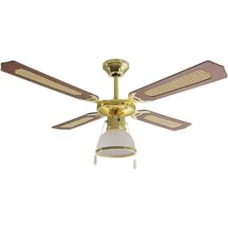 Ventilator Tavan cu 4 pale cu lumină - lemn/paie de Viena - 3 viteze, control prin șnur și diametru 107 cm, AR5A107D