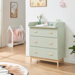 Comoda de înfasat pentru bebe Sarievn, verde menta, 3 sertare