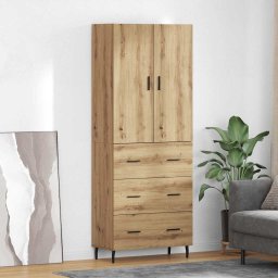Bufet 2 pcs Stejar Artizanal Lemn Stratificat si Sticla GartenMobel Dekor