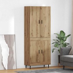Bufet 2 pcs Stejar Artizanal Lemn Stratificat si Sticla GartenMobel Dekor