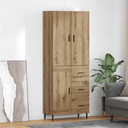 Bufet 2 pcs Stejar Artizanal Lemn Stratificat si Sticla GartenMobel Dekor
