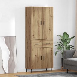 Bufet 2 pcs Stejar Artizanal Lemn Stratificat si Sticla GartenMobel Dekor