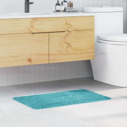 Covor de baie antiderapant turcoaz 50x80 cm, moale, cu baza din latex