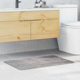 Covor de baie antiderapant gri 60x90 cm, moale, cu baza din latex