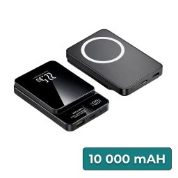 Powerbank wireless Leziter 10000 mAh, incarcare rapida 22,5W, negru
