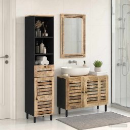 Set dulap baie 3 buc. natural 38 x 33 x 160 cm GartenMobel Dekor