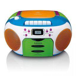 Pick-Up Lenco SCD-971, radio FM portabil, player CD/caseta, multicolor, 213277