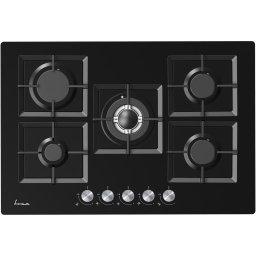 Plita incorporabila Fram FBH-M705IWF-GBK, Gaz, 5 arzatoare, Gratar fonta, Wok, Aprindere electrica, Dispozitiv de siguranta, 75 cm, Sticla neagra