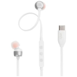 Casti In-Ear cu fir JBL Tune 310C, Pure Bass, Hi-Res, USB-C, Alb