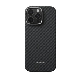 Husa PITAKA ultra-subtire pentru iPhone 16 Pro, neagra/gri, material aramida, rezistenta la zgarieturi