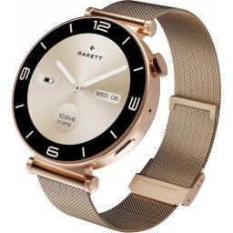 Ceas Smartwatch Garett Rose Gold Mesh, ecran tactil 1.32 inch, Bluetooth, Roz-Auriu