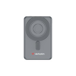 Baterie externa portabila Verbatim C'n'G, wireless, magnetica, cu suport, 5000 mAh, 20 W, 2.4 A, PD 3.0, QC 3.0, Apple 2.4A, USB BC 1.2, Gri
