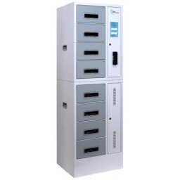 Statie de incarcare Power Technologies CSC-Locker-8, pentru 8 device-uri, dimensiune maxima suportata 14 inch, acces prin carduri RFID, cartela magnetica sau ecran tactil