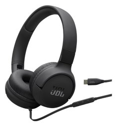 Casti On-ear, JBL Tune 520C, cu fir, Microfon, USB-C, Negru