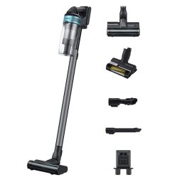 Aspirator vertical Samsung Jet75E Pet VS20B75AGR1/GE, 21.6V, 550W consum energie, Digital Inverter, Filtrare 99.999% , Display LED, Perie Turbo, Perie Pet, Autonomie 60 min, Negru-Verde