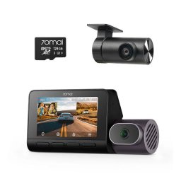 Set 2 camere 70mai Dash Cam 4K T800 cu 3 obiective (fata 4K, interior 1080P) + spate RC24 Full HD, GPS, HDR, ADAS, 128G, Negru